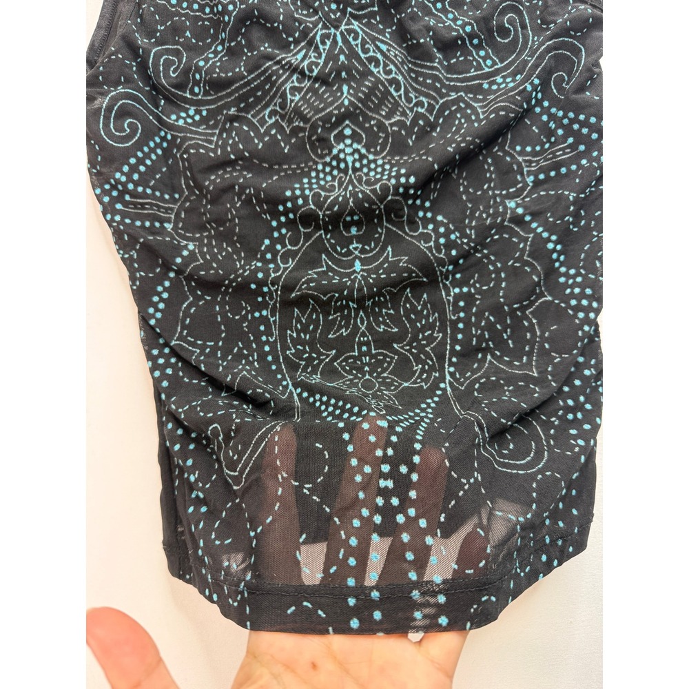 Y2K Vintage Rampage Mesh Tank Top Women's Small Black Blue Floral Dot Sleeveless - Picture 4 of 9